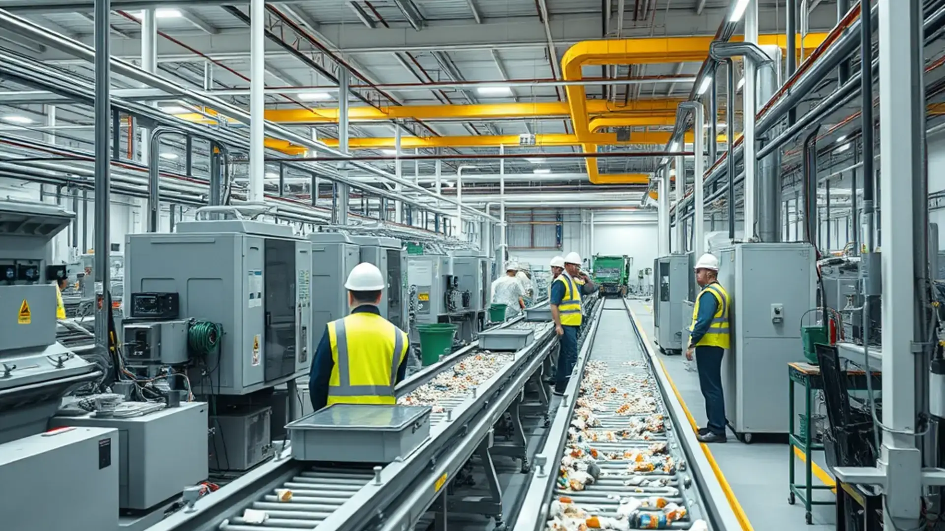 Industrial recycling facility with modern equipment